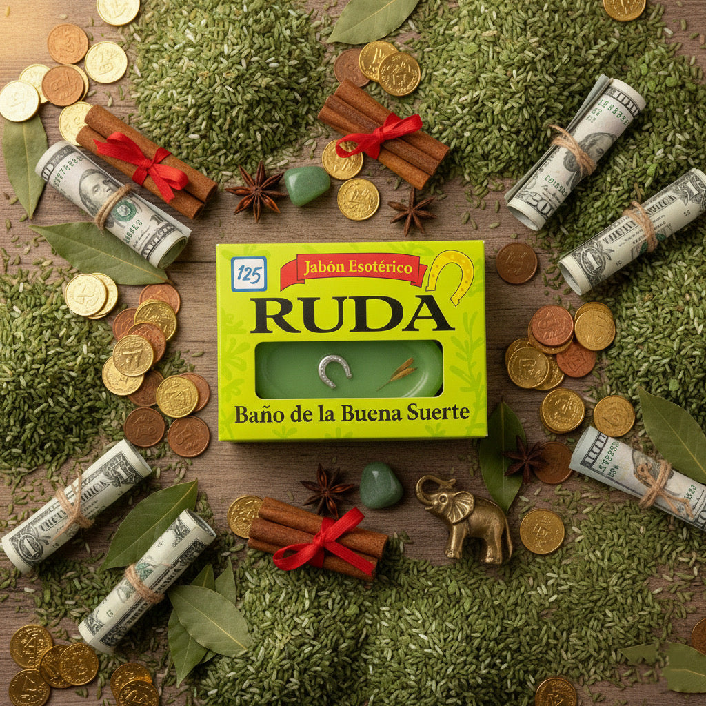 Ruda Spiritual Soap for Good Luck Baño de la Buena Suerte Cleansing Soap with Horseshoe Charm