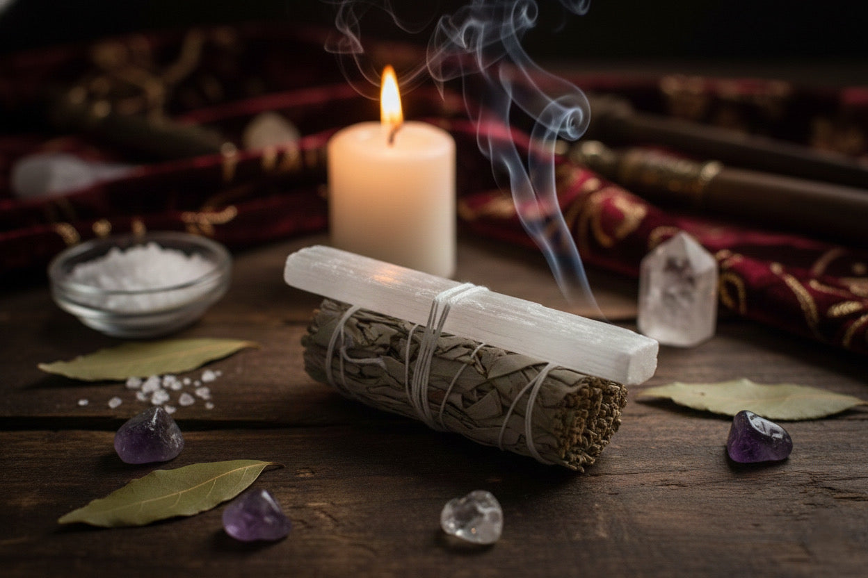 White Sage & Selenite Cleansing Wand Energy Clearing • Protection • Spiritual Alignment