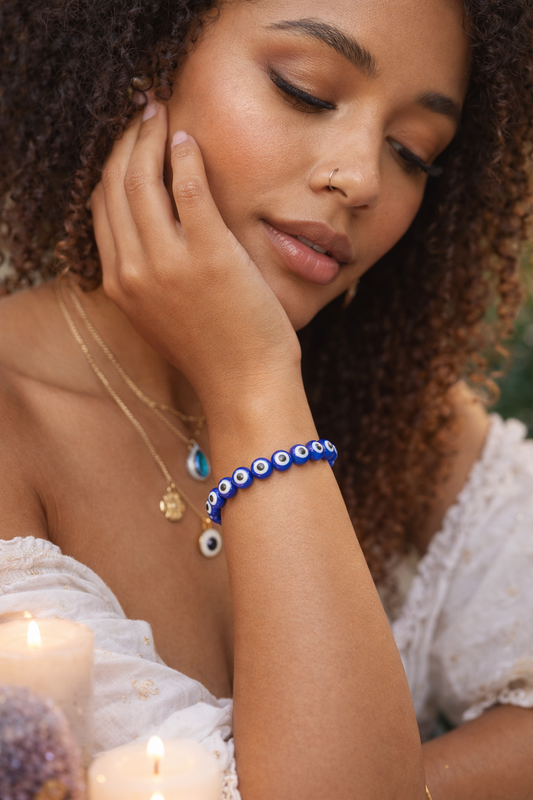 Blue Evil Eye Beaded Protection Bracelet
