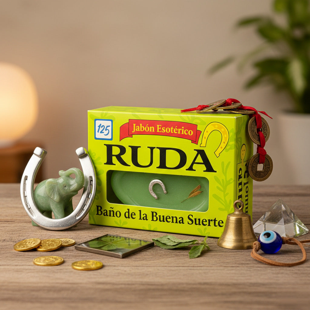 Ruda Spiritual Soap for Good Luck Baño de la Buena Suerte Cleansing Soap with Horseshoe Charm