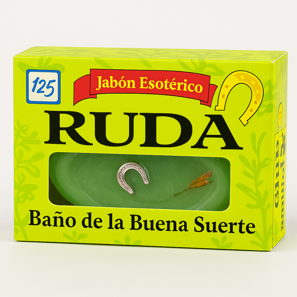 Ruda Spiritual Soap for Good Luck Baño de la Buena Suerte Cleansing Soap with Horseshoe Charm