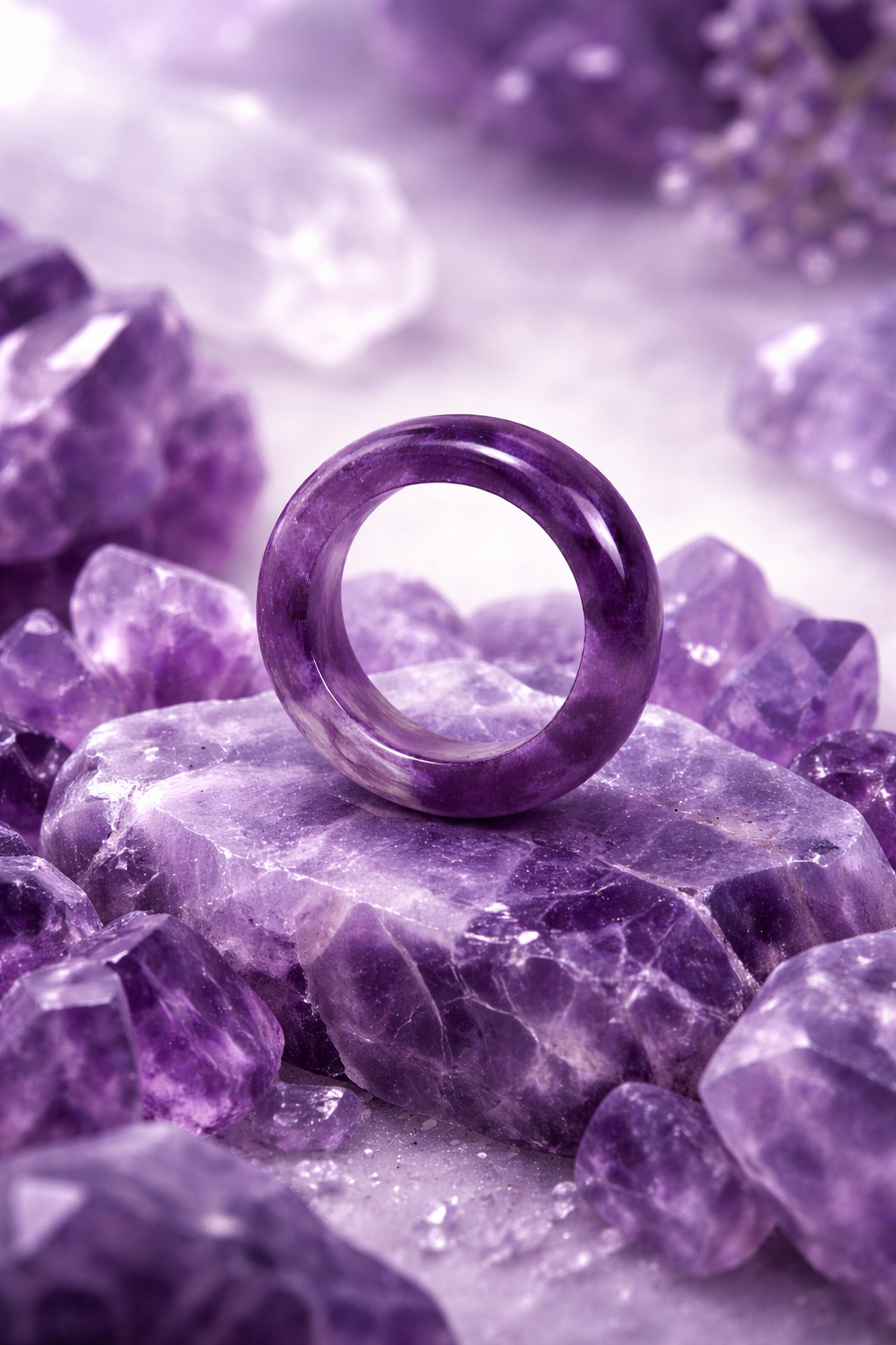 Amethyst Calming Healing Crystal Band for Peace and Clarity – Unisex