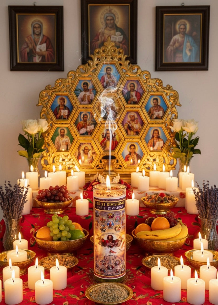 Las 21 Divisiones 7-Day Ritual Candle Set with Protection Bracelet & Sacred Herbs for Spiritual Protection and Cleansing