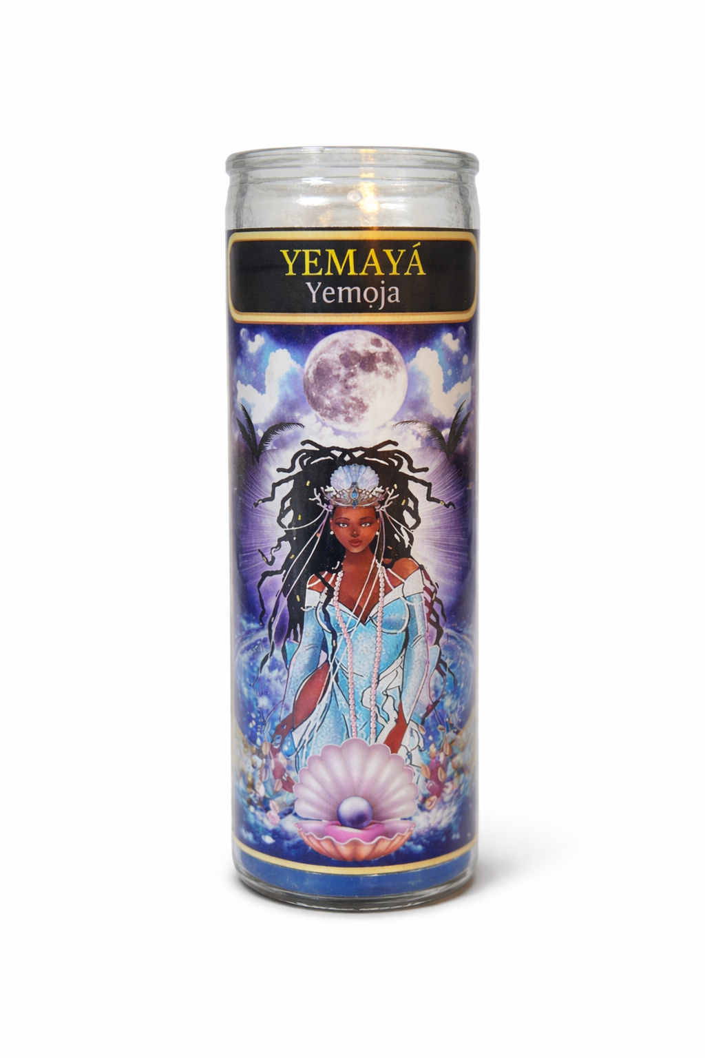 Yemaya 7-Day Candle Ritual Set with Natural Crystal Protection Necklace & Sacred Herbal Blend for Emotional Healing and Spiritual Connection