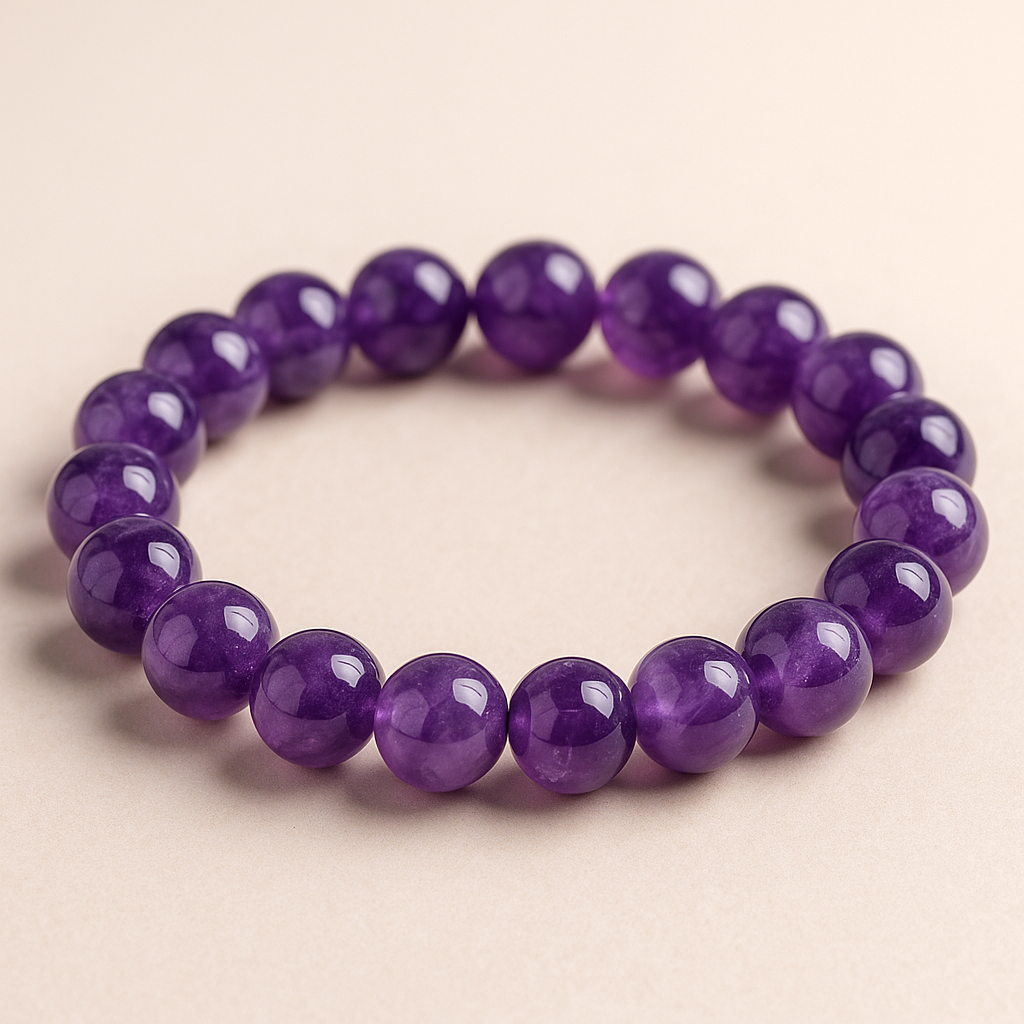 Amethyst Calming & Inner Peace Healing Bracelet 8mm Crystal Beads for Stress Relief and Emotional Balance