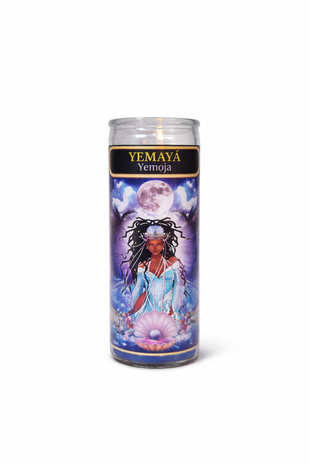 Yemaya 7-Day Candle Ritual Set with Natural Crystal Protection Necklace & Sacred Herbal Blend for Emotional Healing and Spiritual Connection