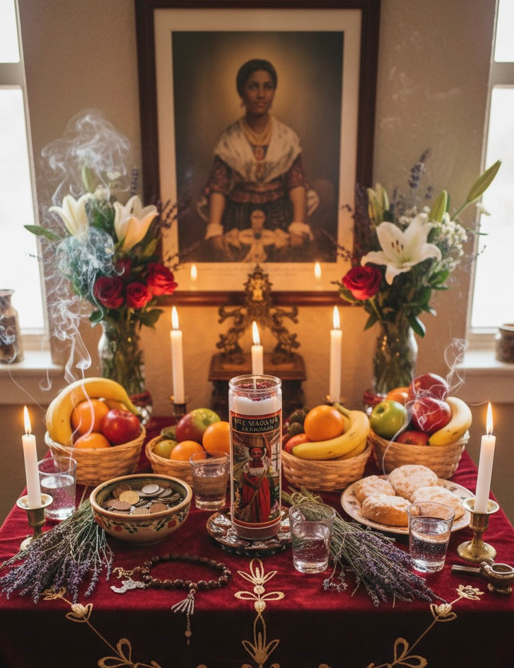 The Madama 7-Day Candle Ritual Set with Protection Bracelet and Herbs Included for Spiritual Protection and Cleansing