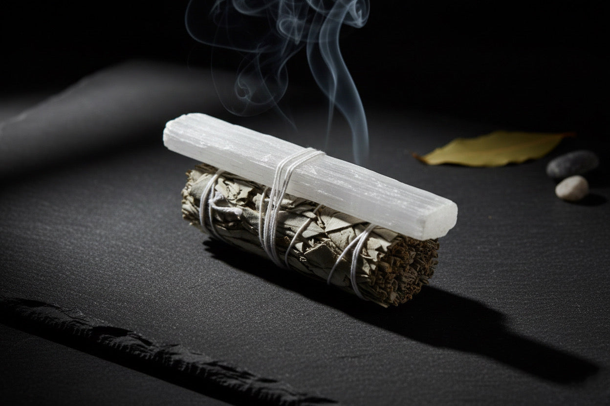 White Sage & Selenite Cleansing Wand Energy Clearing • Protection • Spiritual Alignment