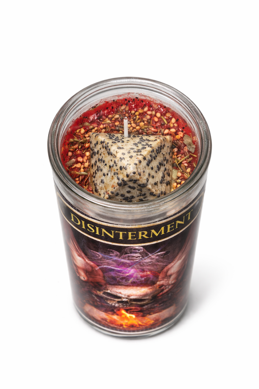 Disinterment 7-Day Candle Ritual Set for Spiritual Clearing & Energetic Release with Sacred Herbal Blend & Dalmatian Jasper Pyramid Crystal
