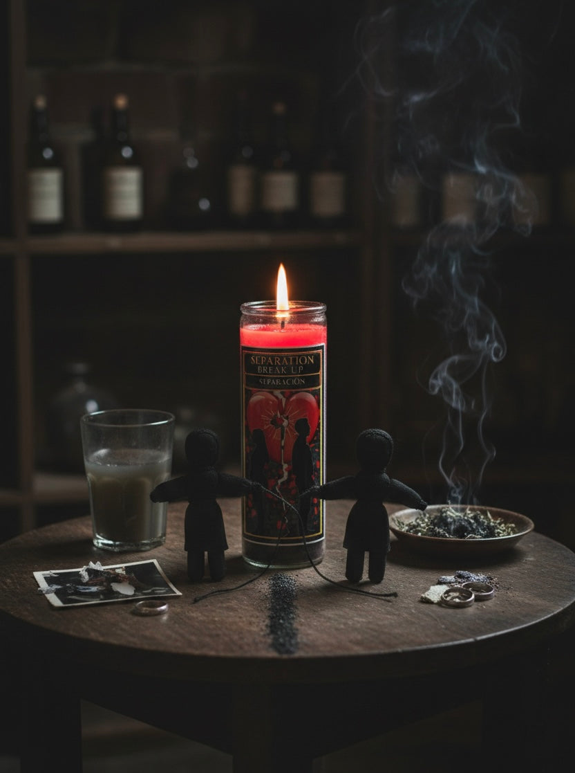 Separation Break-Up 7-Day Candle Ritual Set with Dragon's Blood Incense Resin & Sacred Herbal Blend for Emotional Release and Cord-Cutting