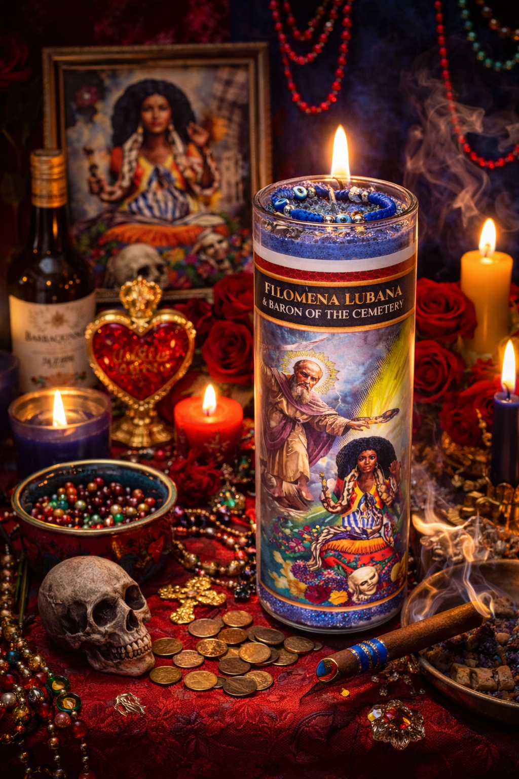 Filomena Lubana & Baron of the Cemetery 7-Day Candle Ritual Set