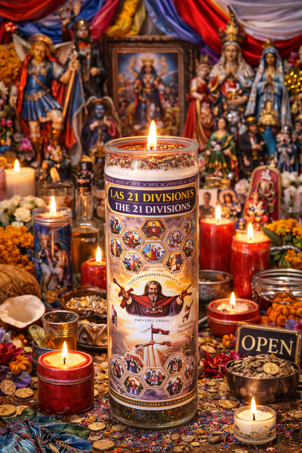 Las 21 Divisiones 7-Day Ritual Candle Set with Protection Bracelet & Sacred Herbs for Spiritual Protection and Cleansing