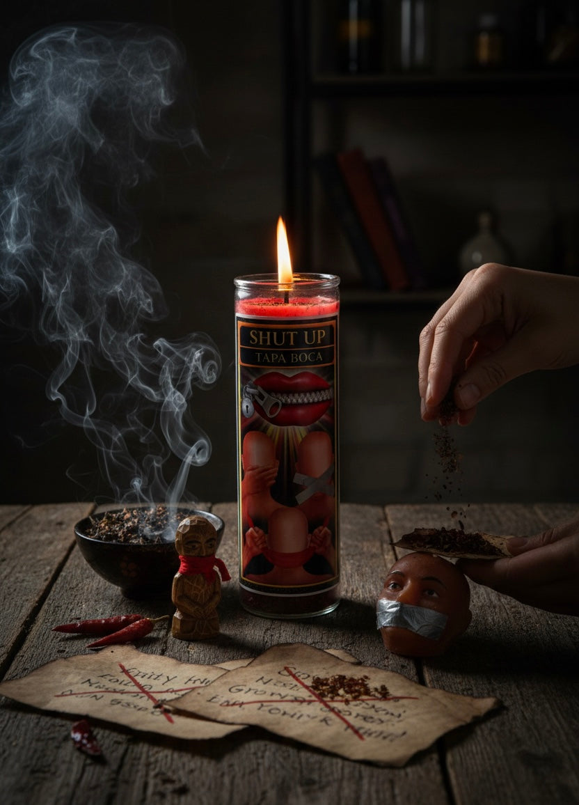 Stop Gossip 7-Day Candle Ritual Set with Dragon’s Blood Incense Resin and Herbs for Calming Chaos and Protection