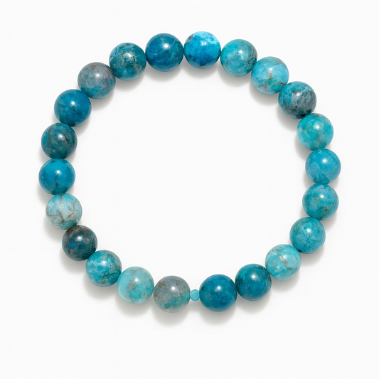 Apatite Calming & Inner Peace Healing Bracelet 8mm Crystal Beads for Stress Relief Emotional Balance Self Confidence Communication Health