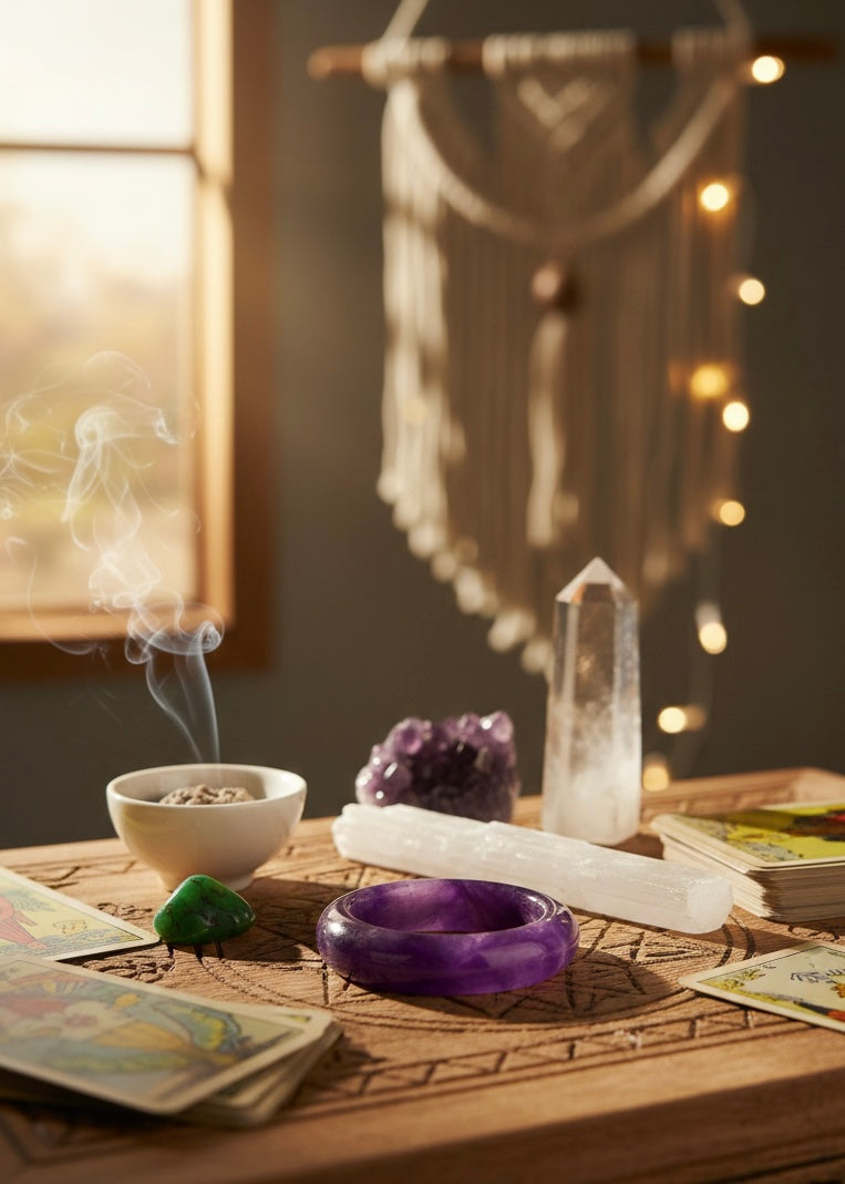 Amethyst Calming Healing Crystal Band for Peace and Clarity – Unisex