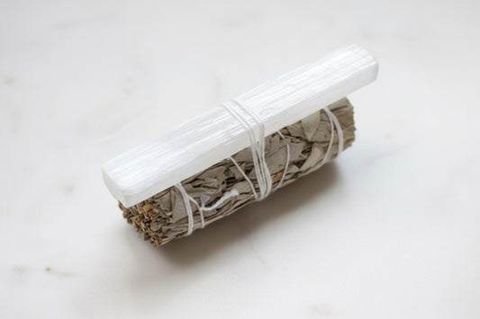 White Sage & Selenite Cleansing Wand Energy Clearing • Protection • Spiritual Alignment