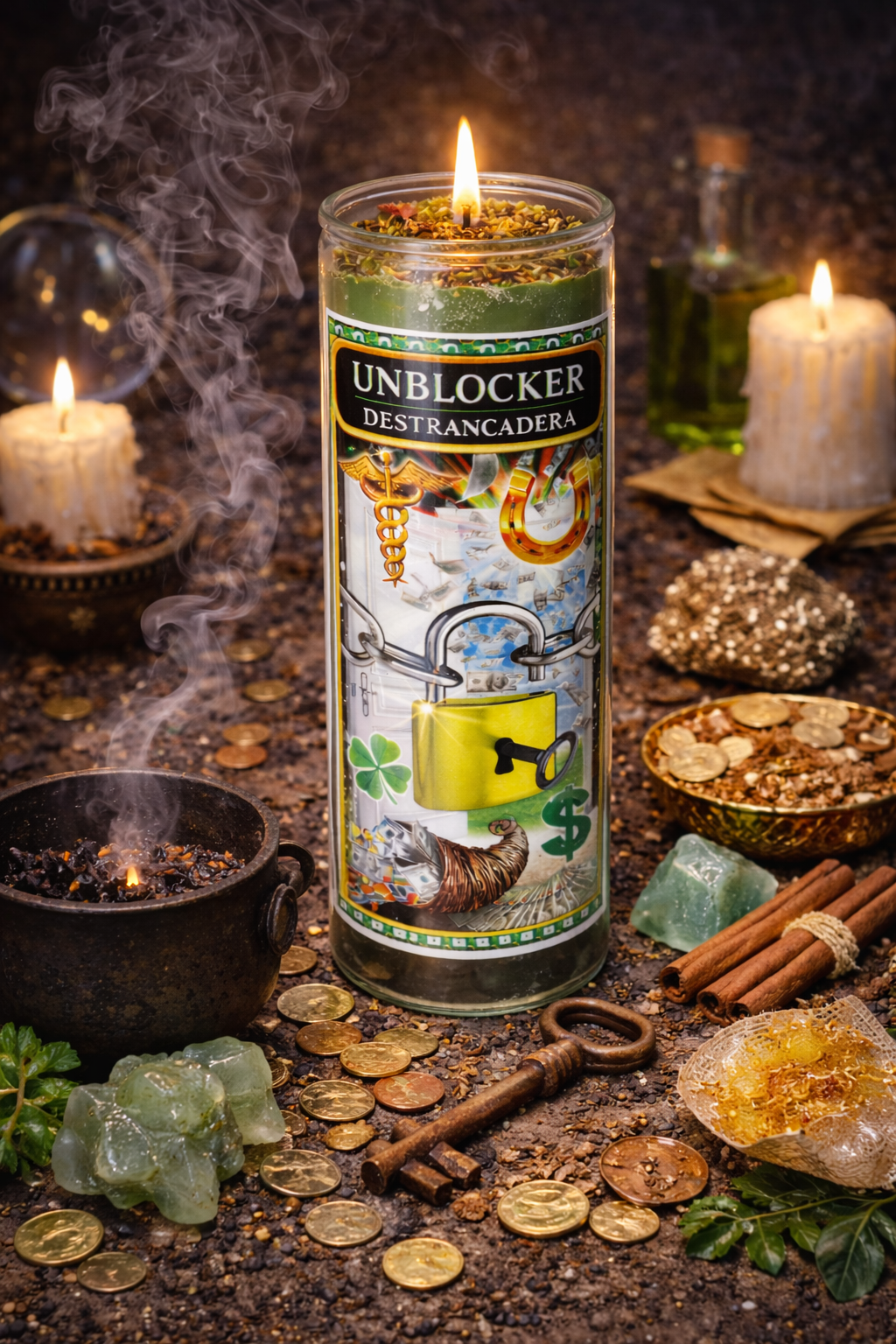 Financial Unblocker 7-Day Candle Ritual Set with Prosperity Oil & Herbs for Prosperity Energy & Financial Breakthrough