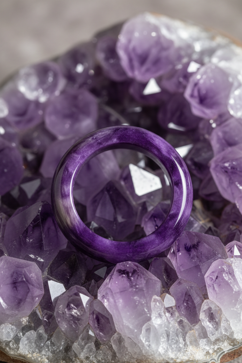 Amethyst Calming Healing Crystal Band for Peace and Clarity – Unisex