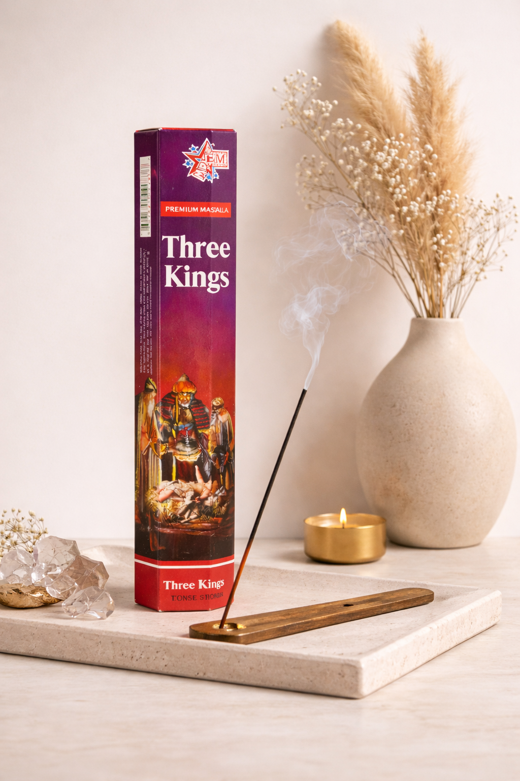 Three Kings Intention Incense – Frankincense, Myrrh & Spiritual Cleansing & Focus (20 Sticks)