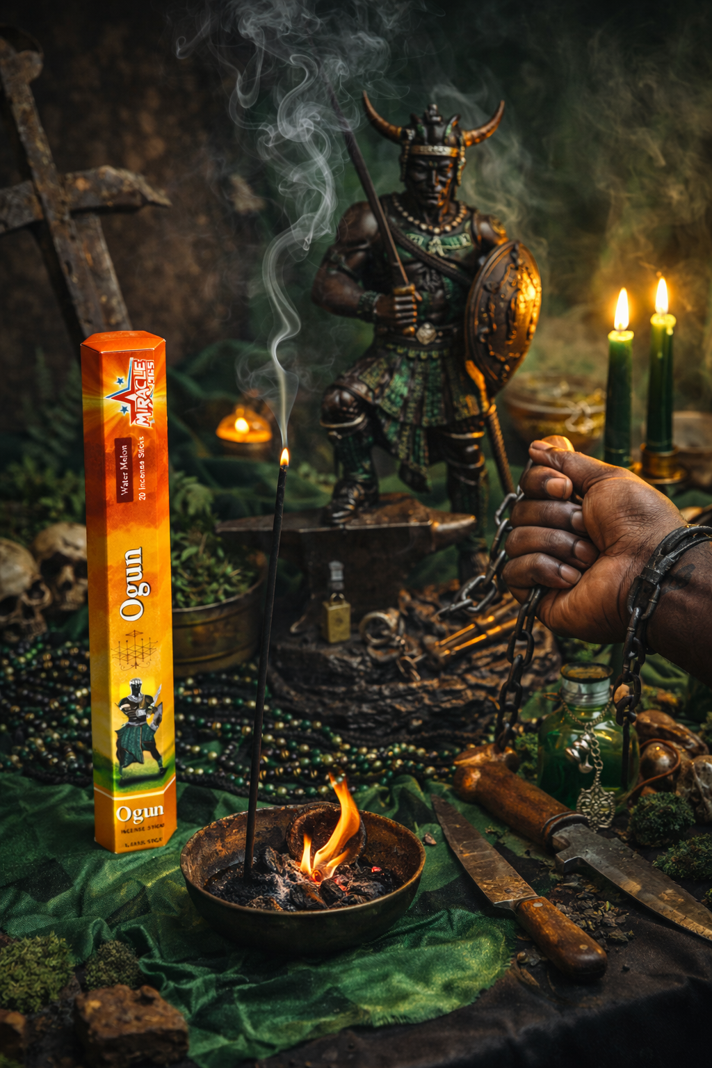 Ogun Ritual Incense Sticks Orisha God of Iron Strength & Protection Watermelon Scented