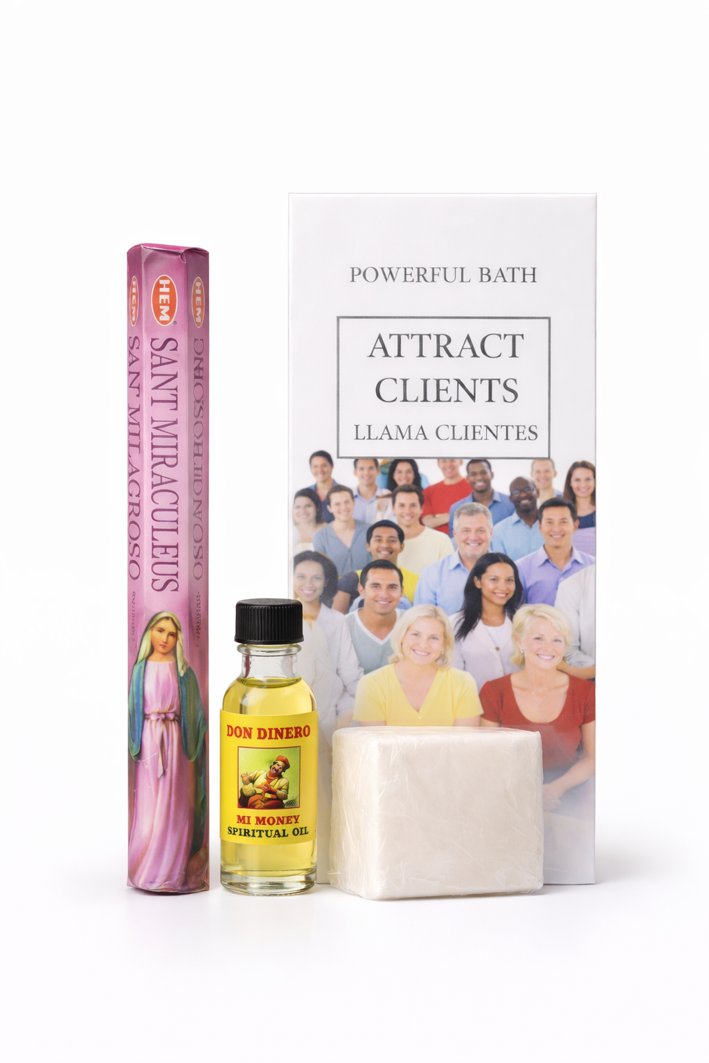 Attract Clients 7-Day Ritual Bath Collection (Spiritual Bath, Bar Soap, Oil, Candle and Incense)